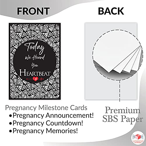 Image of Wobbox Pregnancy Milestone Cards, Black & White, Pregnancy Journey, Weeks Growth Milestone Cards, Pregnancy Gift Scrapbook Photo Keepsake - Set of 27 Pieces