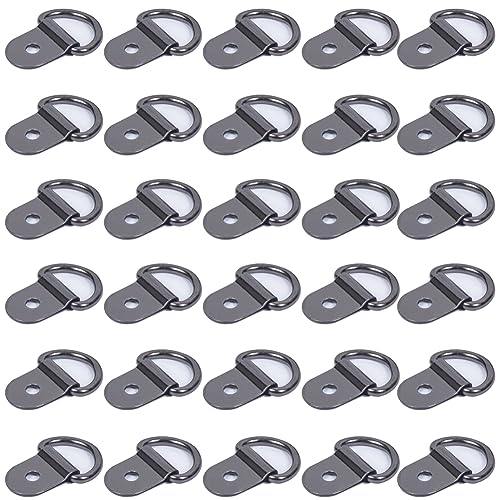 Antfly 30 PCS Small D-Ring Tie Downs, Anchor Lashing D Rings, Small Tie Down Anchor for Loads on Case Truck Cargo Trailers RV Boats (Grey)