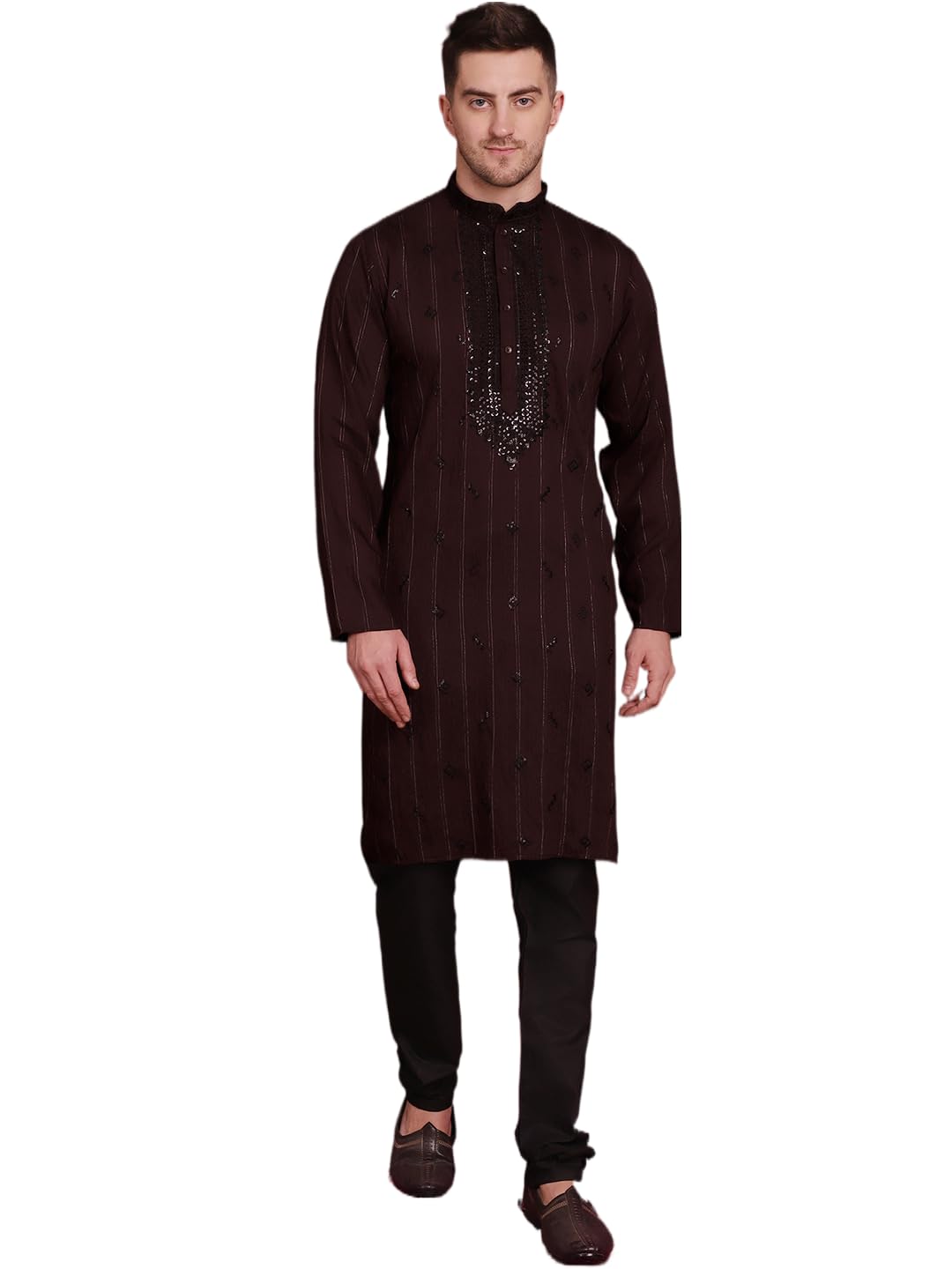 Sequins Embroidered Kurta Pyjama Set for Men-image-40