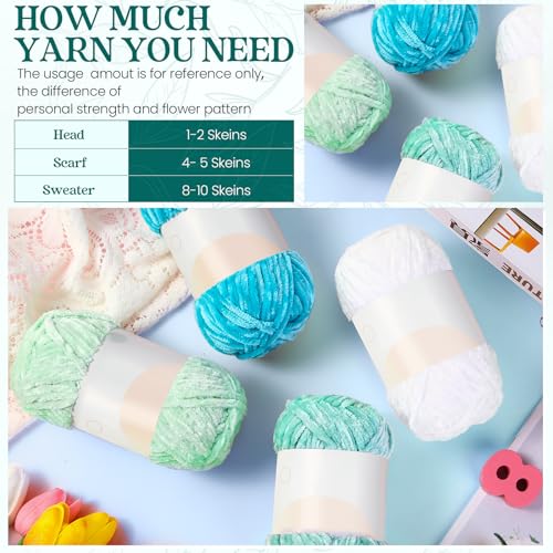 Image of Xinnun 12 Skeins 1116 Yards Chenille Velvet Soft Thick Plush Yarn Bulk for Crocheting Knitting Blanket DIY Weaving Craft, 6mm, 3.5 Oz /Skein(Green Series)