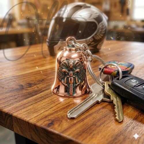 Image of OTTAVO Guardian Bell Keychain, Oxidized Copper, Tibetan Style, 5 cm Height, Good Luck Charm