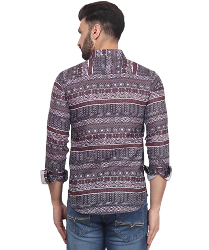 Image of TB Trybuy.in Fusion Men's Printed Full Sleeve Casual Linen Shirt