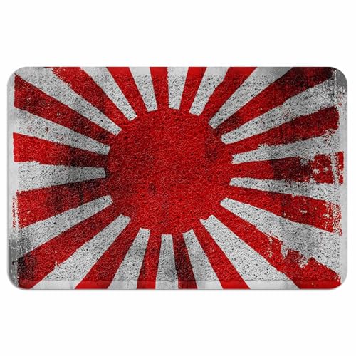 Evamona 玄関マット 泥落とし 屋外 室内 滑り止め 業務用 泥っぷマット 45x75 CM 和風 海軍旗 赤 日の丸 耐摩耗性 速乾 オフィス お店 エントランス