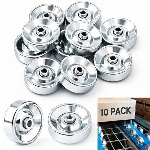 Lounsweer 10 Pcs Metal Conveyor Skate Wheels Replacement Skate Wheels for Flow Rail Galvanized Zinc Plated...