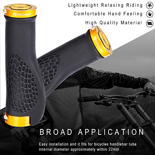Image of TOPCABIN Ergonomic Bike Grips - Widen Holding Rubber Grips with Aluminum LockGrips for Mountain & Road Bikes
