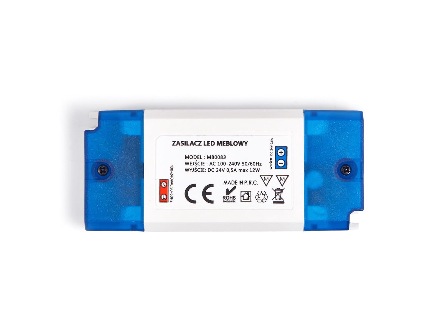 Zasilacz meblowy - Zasilacze LED - Zasilacz modułowy do oświetlenia LED - Zaawansowane funkcje bezpieczeństwa - Eaglerise 24V 12W 0.5A IP20-89x39x23mm