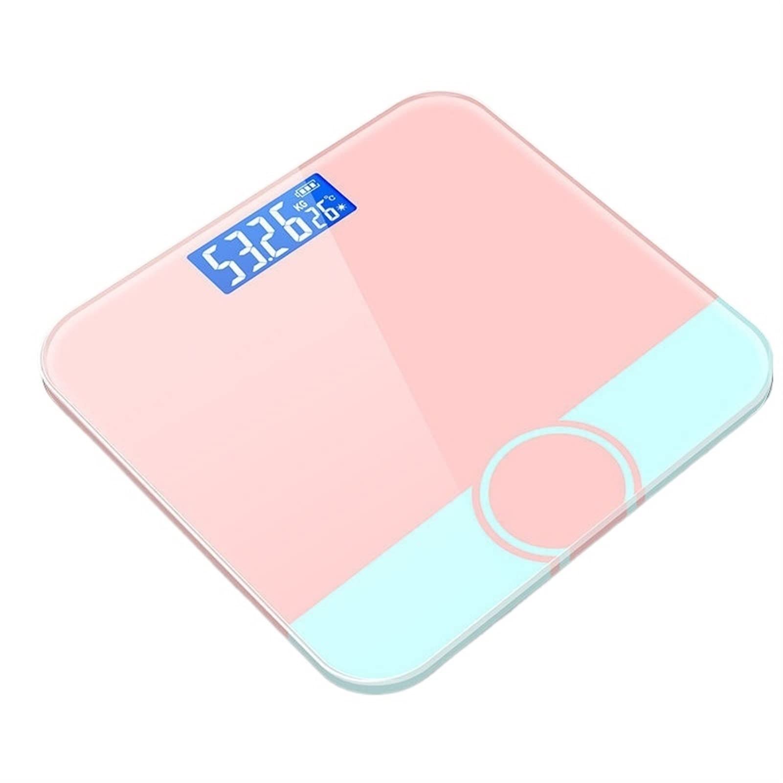 JINGYAN Básculas digitales Floor Body Scale Bath Scales Digital Weight Glass Smart Electronic LCD Display Weighing(Pink)