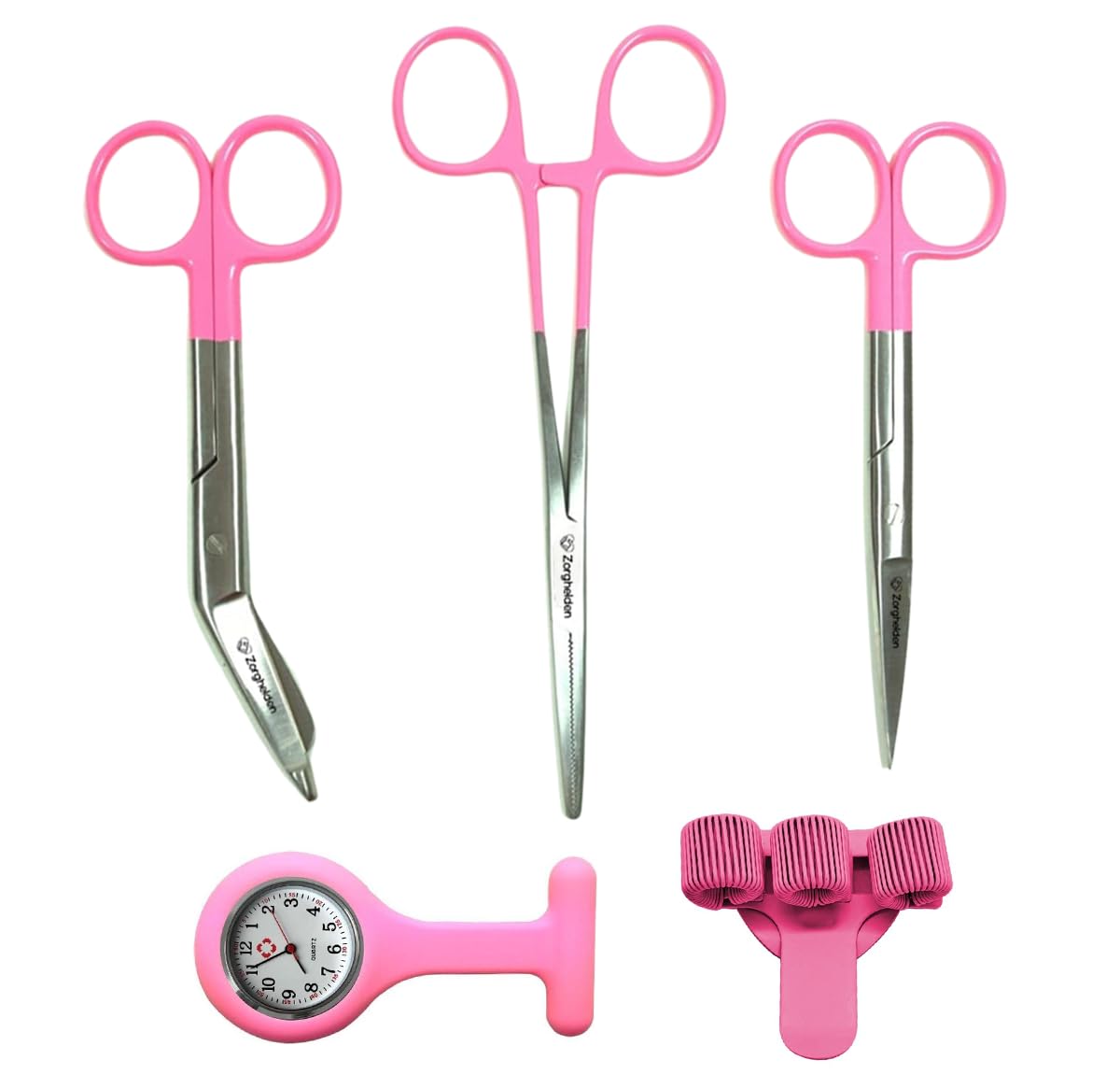 Krankenschwester Starter Pack "Pink Top" - 5-teilig - Verbandschere - Krankenschwester Schere Set - Schere Krankenschwester - Erste-Hilfe-Schere - medizinische Schere - Köcher - Krankenschwester