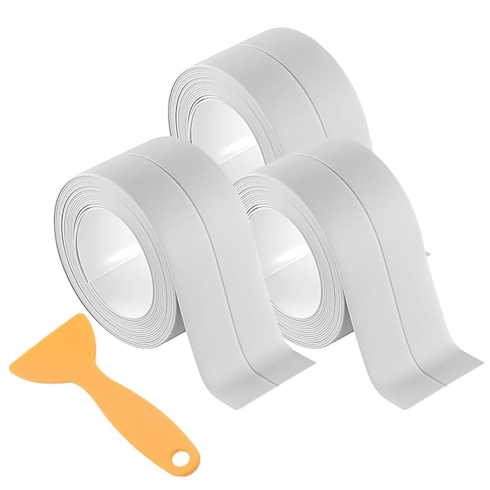 Littimoon 3 Rolls Caulk Tape,Waterproof Self Adhesive,Caulking Strips for Toilet,Bathroom,Sink,Bathtub,Floor Wall Edge