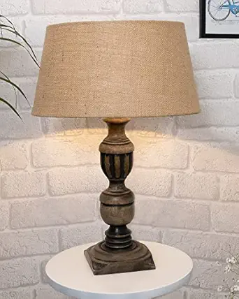 Homesake Signature Rustic Table Lamp With Jute Drum Shade, Farmhouse Living Room Bedroom House Bedside Nightstand Home Office Reading Light, (Black French Trophy, Incandescent)