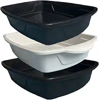 Kit Caixa Bandeja Higênica Diário Para Areia de Gato Com Duas Bandejas e Uma Peneira Cat Clean Produto Pático Para o Seu Dia a Dia (Preto)