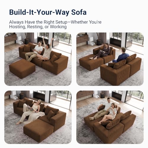 Image of Avenco 141-inch U-Shaped Modular Sectional Couch Sofa with 4 Ottomans