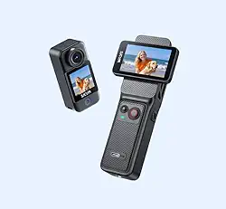 SJ~CAM C400 Câmera para Vlogging com Vídeos em 4K, Estabilizador Gimbal para Câmera de Bolso, Foco Rápido, Rastreamento de Rosto/Objeto