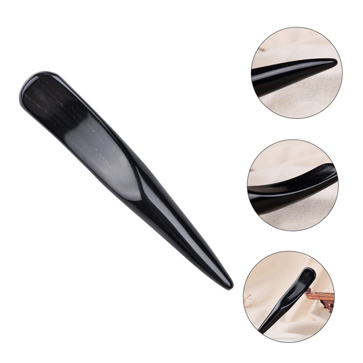 Anneome 1pc Real Buffalo Horn Scraping Rod Guasha Massage Tool for Body Massage Smooth Surface Portable Home Travel Use