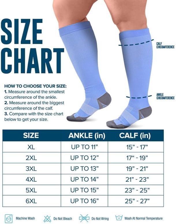 Miniatura 6 de Doctor's Select 3 pares de calcetines de compresión de talla grande pantorrilla ancha hasta 6XL 20-30 mmHg calcetines de compresión para mujer