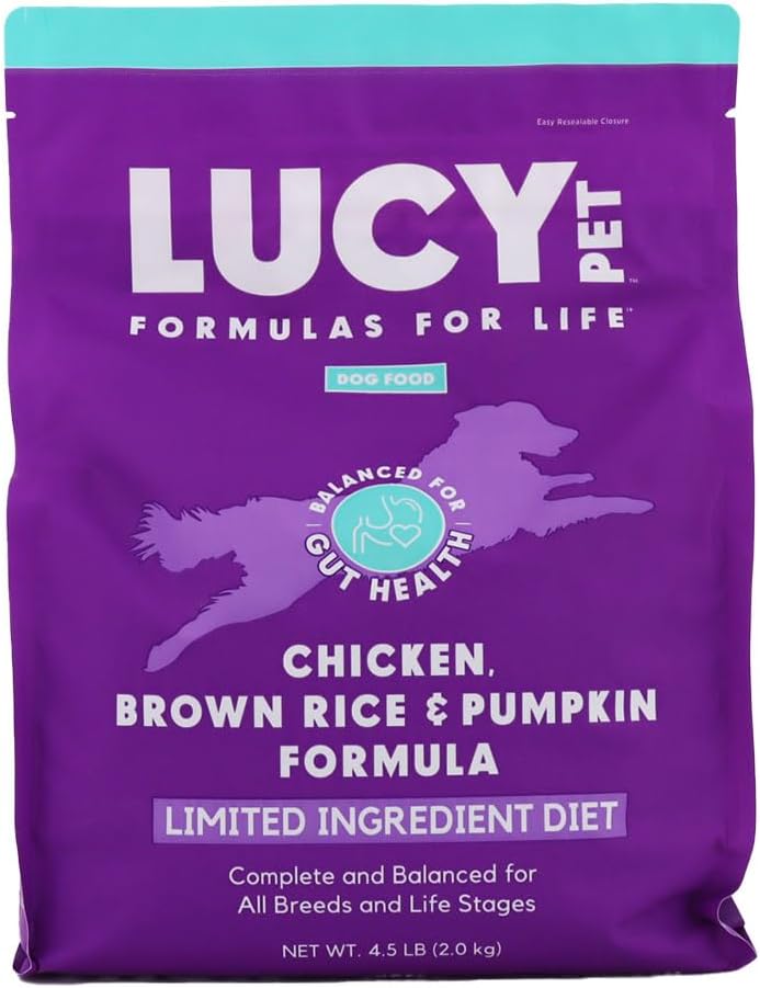 Lucy Pet Products Formulas for Life - Limited Ingredient Diet Dry Dog Food, All Breeds & Life Stages - Chicken, Brown Rice & Pumpkin, Multi, 4.5 lb