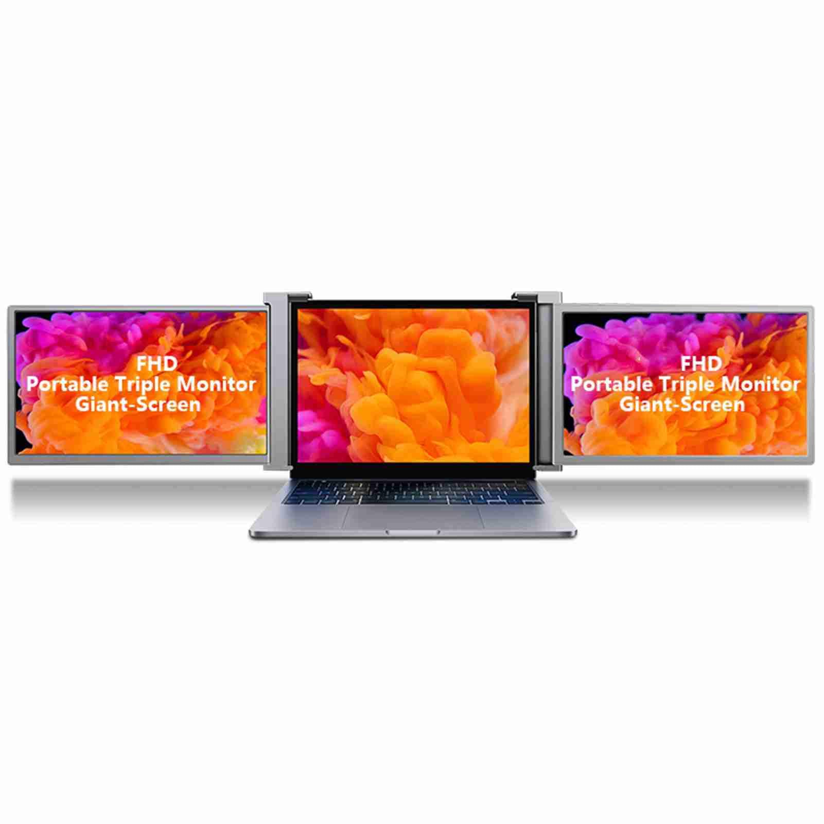 Portable Triple Monitor for Laptop, 15 Inch Dual Screen