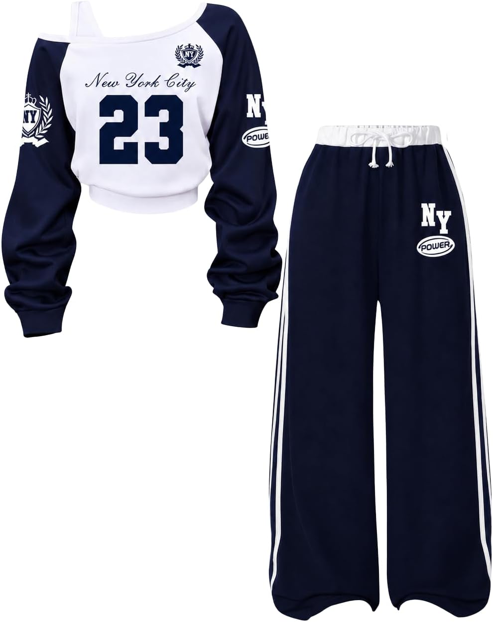 Cakaner Teen Girls Clothes Off Shoulder Top & Color Block Wide Leg Pants Set 2 Piece School Fall Clothes Size 7-16