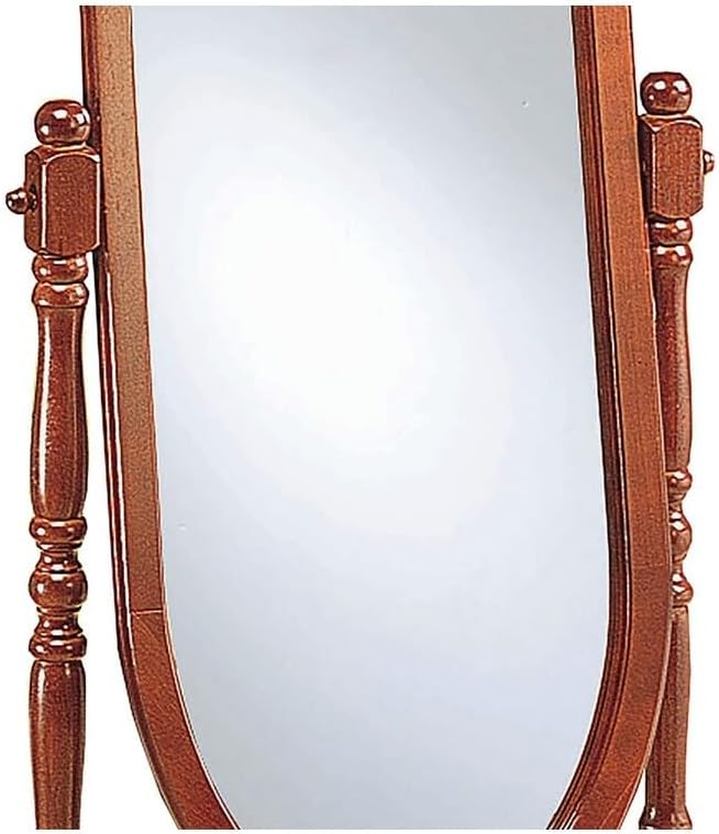 Cheval Mirror Full Length - Oval Frame Standing Mirror - Brown Finish