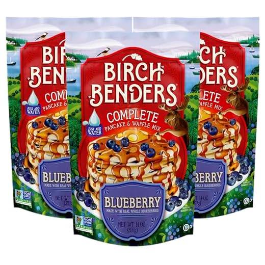 Blueberry Pancake & Waffle Mix By Birch Benders, Made With Real Blueberries, Just Add Water, Non-Gmo, Dairy Free, Just Add Water,14 Oz (Pack of 3)
