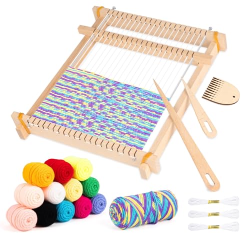 Lemonfilter Weaving Loom for Kids, 9" x 11" DIY Hand-Knitting Wooden Tapestry Weaving Loom Kit, Large Weave Frame for Adult and Beginners Handcraft Gift for Birthday Christmas