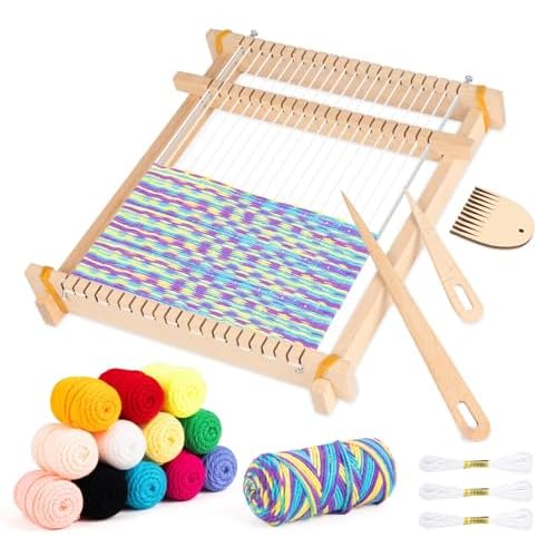 Lemonfilter Weaving Loom for Kids, 9" x 11" DIY Hand-Knitting Wooden Tapestry Weaving Loom Kit, Large Weave Frame for Adult and Beginners Handcraft Gi