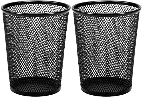 Maxgear Pen Holder For Desk, Premium Mesh Metal Pencil Holder Pen Cup Marker Holder Makeup Brush Holders, Desk Accessories & Workspace Organizers For Home, School & Office, Black, 5.4’’ Venti, 2 Pack #TOP7