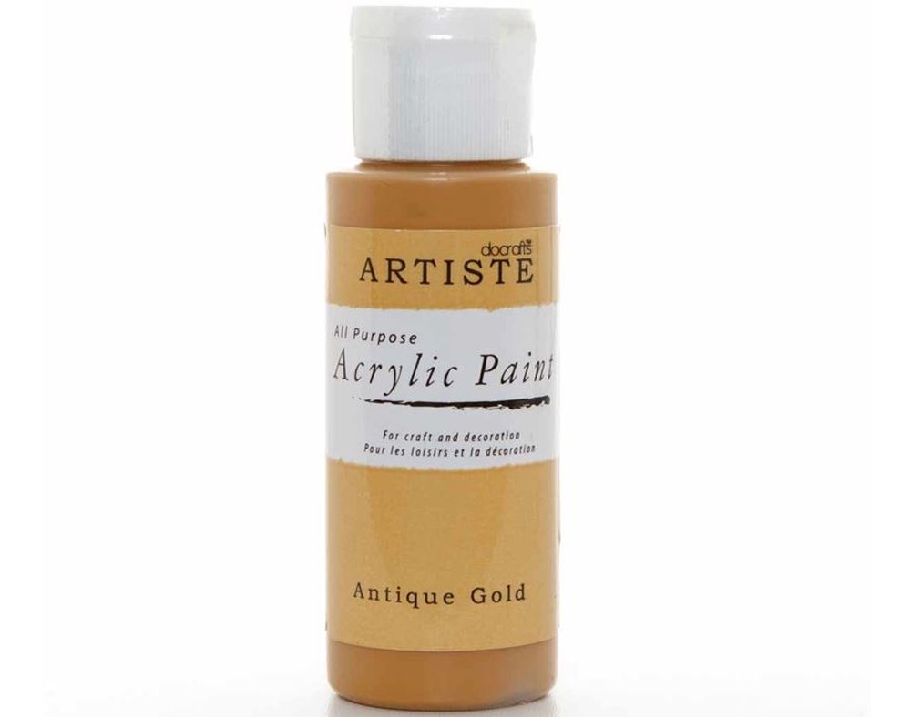 Artiste Acrylic Paint 59ml 2Oz Antique Gold, Quick-Drying Professional Art, Craft and Hobby Artists Paint, Vibrant Colour, Water-Based Paints Cover All Surfaces with Ease, Ideal for Travel Artists