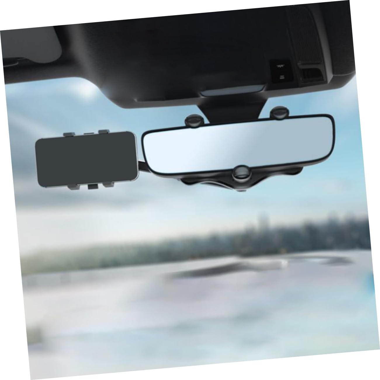 SECFOU Supporto per Telefono Auto da Specchietto Retrovisore Nero Clip Facile da Rimuovere per Uso Gps Durante la Marcia in Veicolo