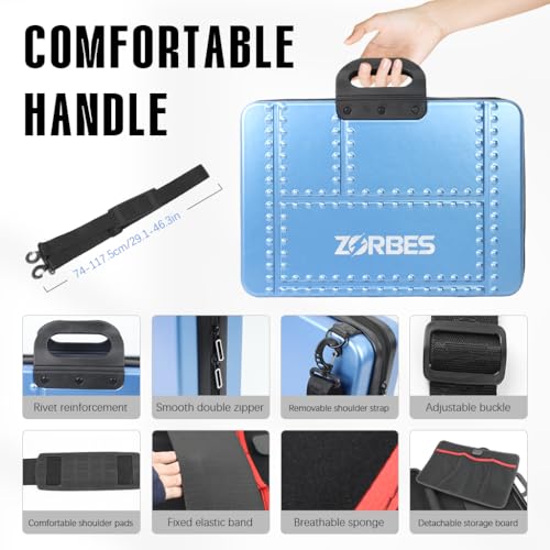 Image of ZORBES15'' 16'' Hard Shell Protective Laptop Sleeve for MacBook, Shockproof & Water-Resistant Travel Laptop Case Bag with Removable Shoulder Strap, Hand Laptop Bag, Travel Briefcase (Blue)