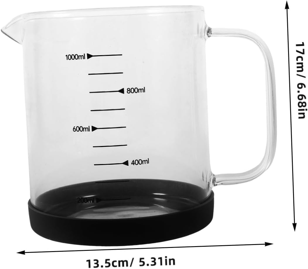 1000ml High Borosilicate Glass Measuring Cup with Handle Liquid Measurement Tool for Baking and Cooking Easy to Read Scale for Home Chefs