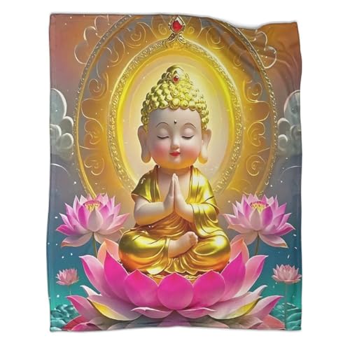 Couverture Bouddha 3D en microfibre 150x200cm pour lit et canapé - 3
