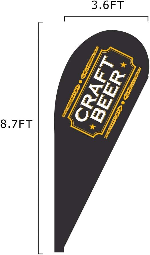 Vispronet - Craft Beer Feather Flag Kits - 11ft Flag Complete Pole Set, Ground Stake, Cross Base and Weight Bag – Great for Businesses, Storefronts, Sales - Printed in The USA