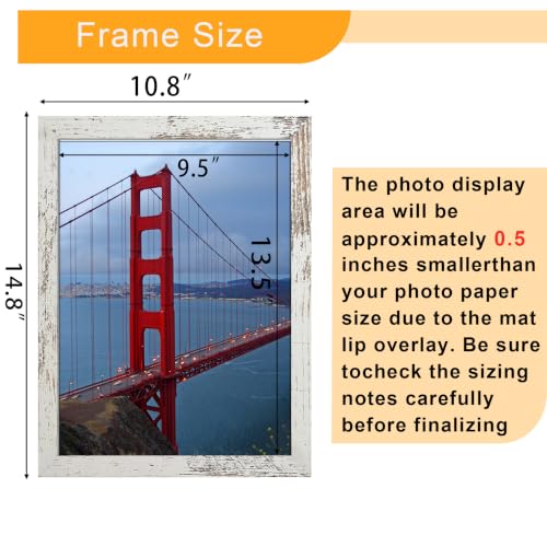 Image of BESCRCL 10x14 Picture Frame, 30 x 40cm Diamond Painting Frame for Wall Hanging, Engineered Wood for 10 x 14 Picture, Distressed White, 1 Pack
