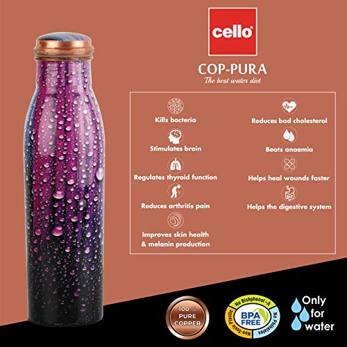 Image of Cello Cop- Pura Good Earth Copper Bottle, 1000 Ml, Dew, Set of 1