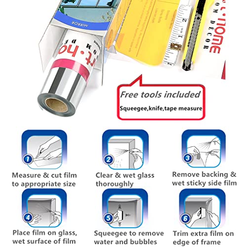 Arthome One Way Window Film Daytime Privacy Window Tint For Home Uv Blocking Mirror Film Non-Adhesive Static Cling Heat Control Reflective Glass Film For Home And Office, 23.6 Inch X 15.1 Feet, Silver #TOP6