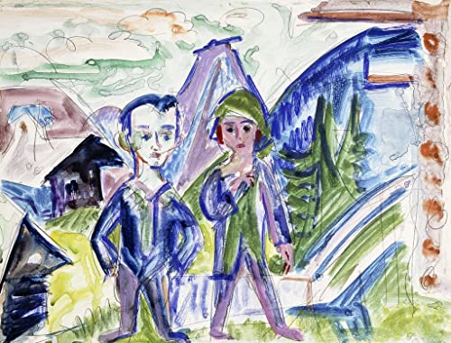 Tableau Couple dans un paysage Kirchner pour décorer un salon contemporain avec élégance