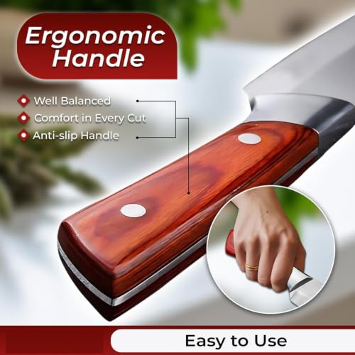 Image of ECOBSY Heavy Duty Chef Knife with Cover,High Carbon Steel Butcher Cleaver,Kitchen Chef Knives Meat,Bone,Fish and Vegetables |Professional Kitchen Cleaver for Slicing & Chopping