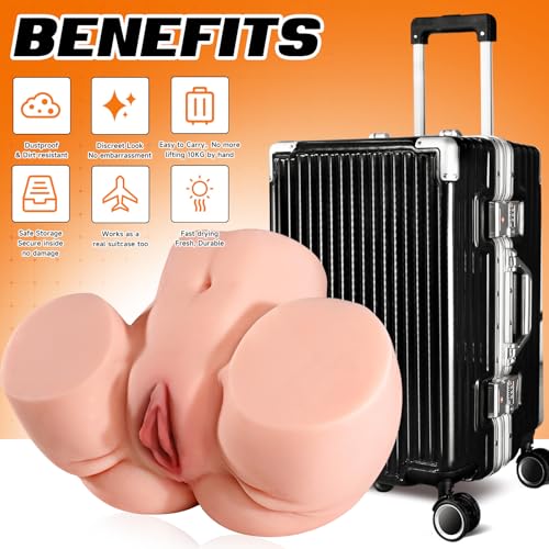 Image of BBW Sex Doll Big Ass Male Sex Toys with Luggage, 36LB Realistic Plump Cheek Sex Dolls Masturbator & Dual-Layer Bouncy Butt, Tight Vagina & Anal Channels Adult Sex Toy Storker for Men Lifelike Pressure