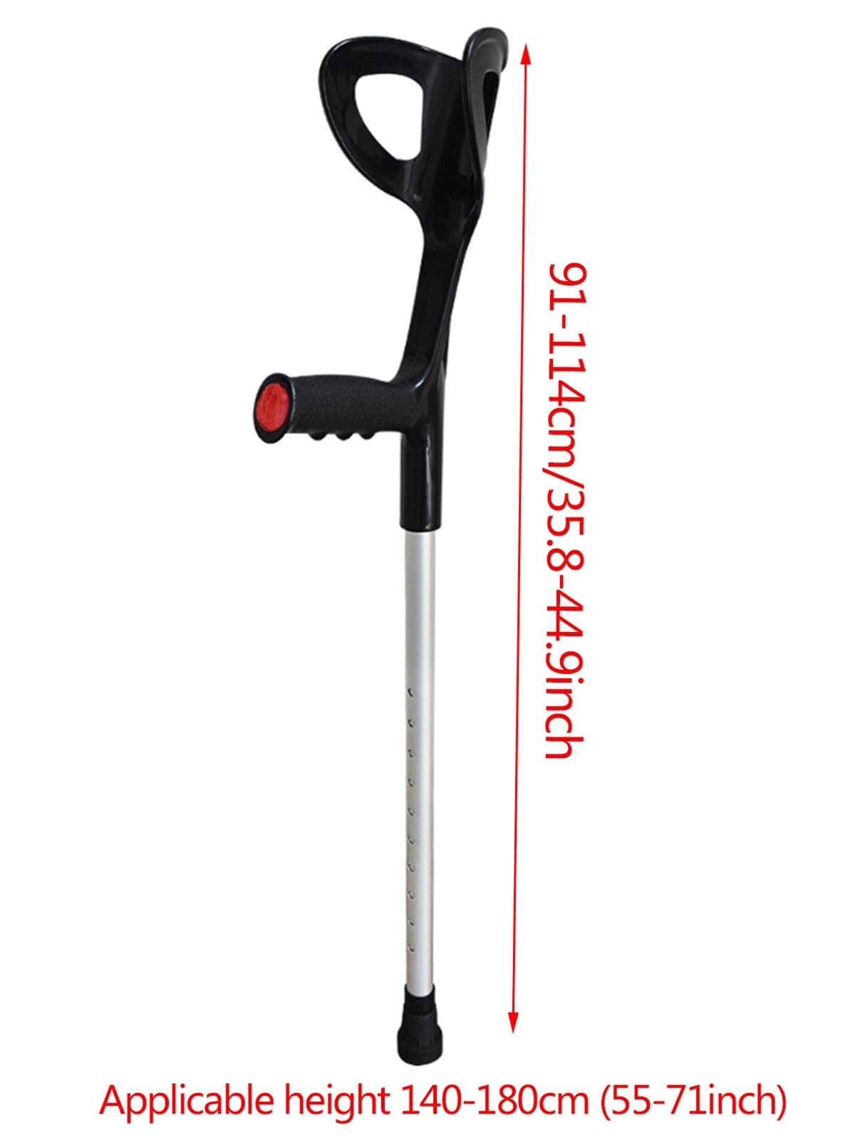 Muletas Antebrazo Liviano (1 Par), Bastón para Caminar De Altura Ajustable, Mango Cómodo Y Base De Goma Antideslizante, Negro