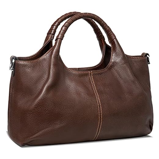 Iswee Medium Coffee Leather Satchel Bag