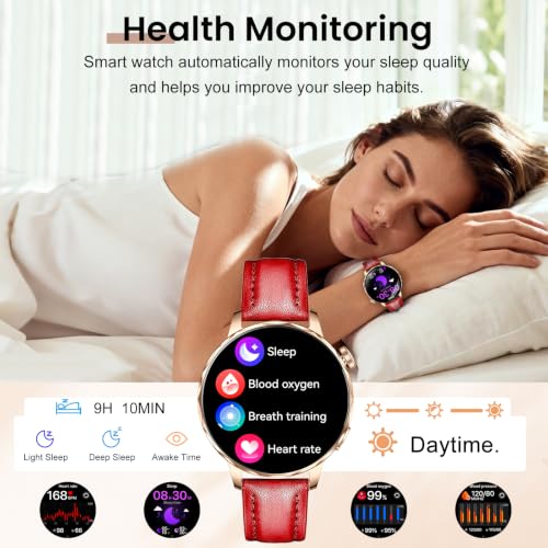 Image of Smart Watches for Women, 1.27'' Smart Watch (Answer /Make Calls) Compatible with iPhone /Android Phones, IP68 Waterproof Fitness Tracker Watch with Sleep Monitor,100+ Sports Modes (Red)
