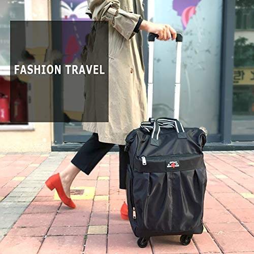 SODKK Einkaufswagen mit 4 Räder Rollen, 25L Einkaufstrolley mit Einkaufstasche & verstellbare Handgriffe, Großer Regenfeste Stabiler Handwagen, Gestell aus Aluminium Schwarz – Bild 3