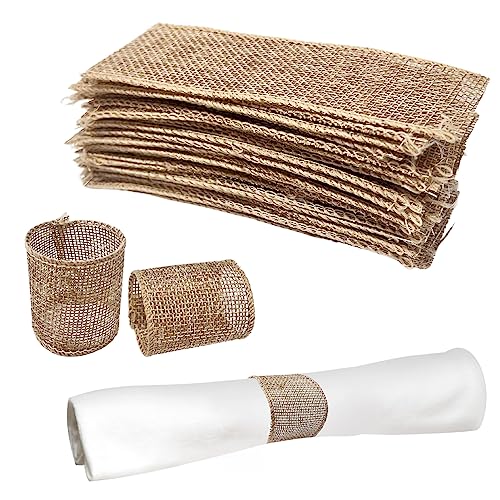 Codohi COZD001X150 150Pcs Burlap Napkin Rings cover