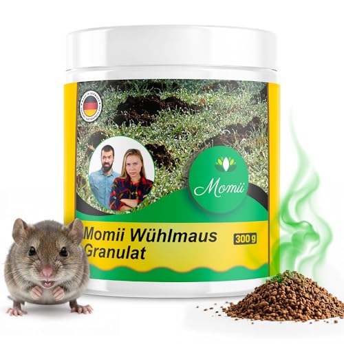 Momii Wühlmaus Granulat 300 g Effektive Wühlmaus Abwehr mit Sofort- & Langzeitwirkung Giftfreie Alternative zum Wühlmausgift Abwehrmittel gegen Wühlmäuse aus deutscher Herstellung (1er Pack)