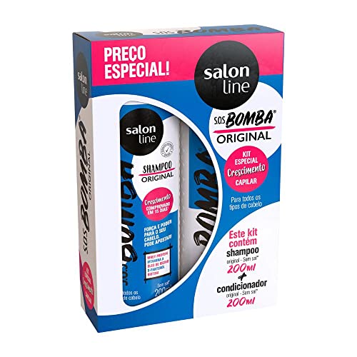 Salon Line, Kit Shampoo e Condicionador, SOS Bomba, Crescimento Capilar, Combate a Queda - Todos os Tipos de Cabelos, 200 ml cada