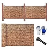 Bambú - Divisor de valla de jardín resistente a la intemperie para balcón, barrera decorativa con rodillos de 50 x 700 cm para protección de animales