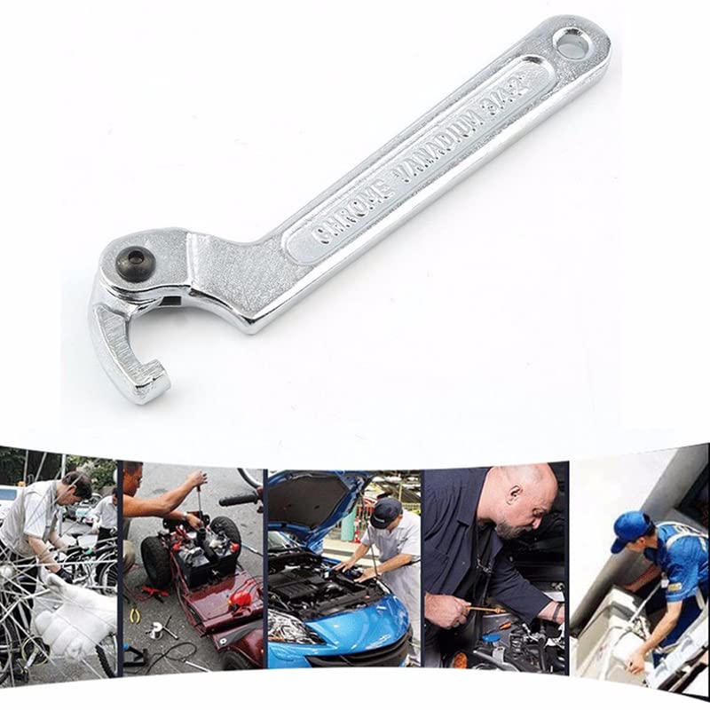 SEIWEI Herramienta de llave inglesa C, llave de gancho ajustable de 32-76 mm, cromo vanadio