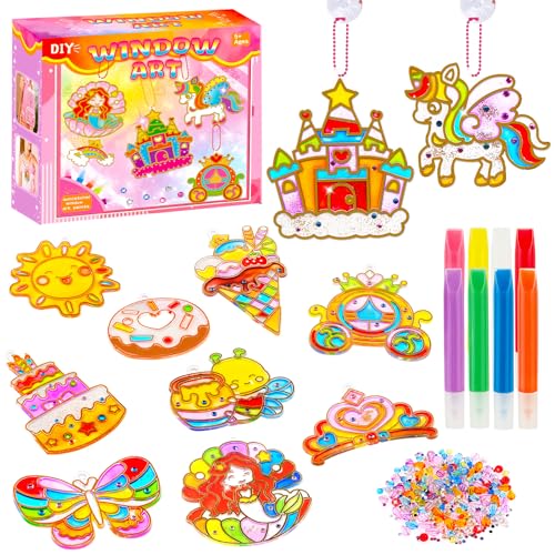 X Hot Popcorn 243 Pcs Window Art Kit for Kids DIY Kids Suncatcher Kit