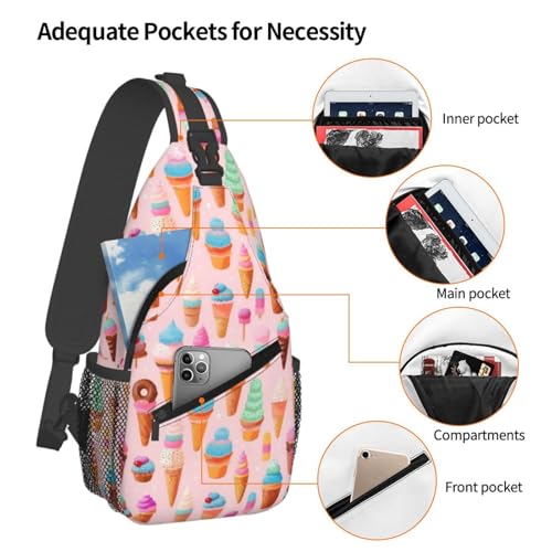 Mochila bandolera con estampado de helados para trekking miniatura 4